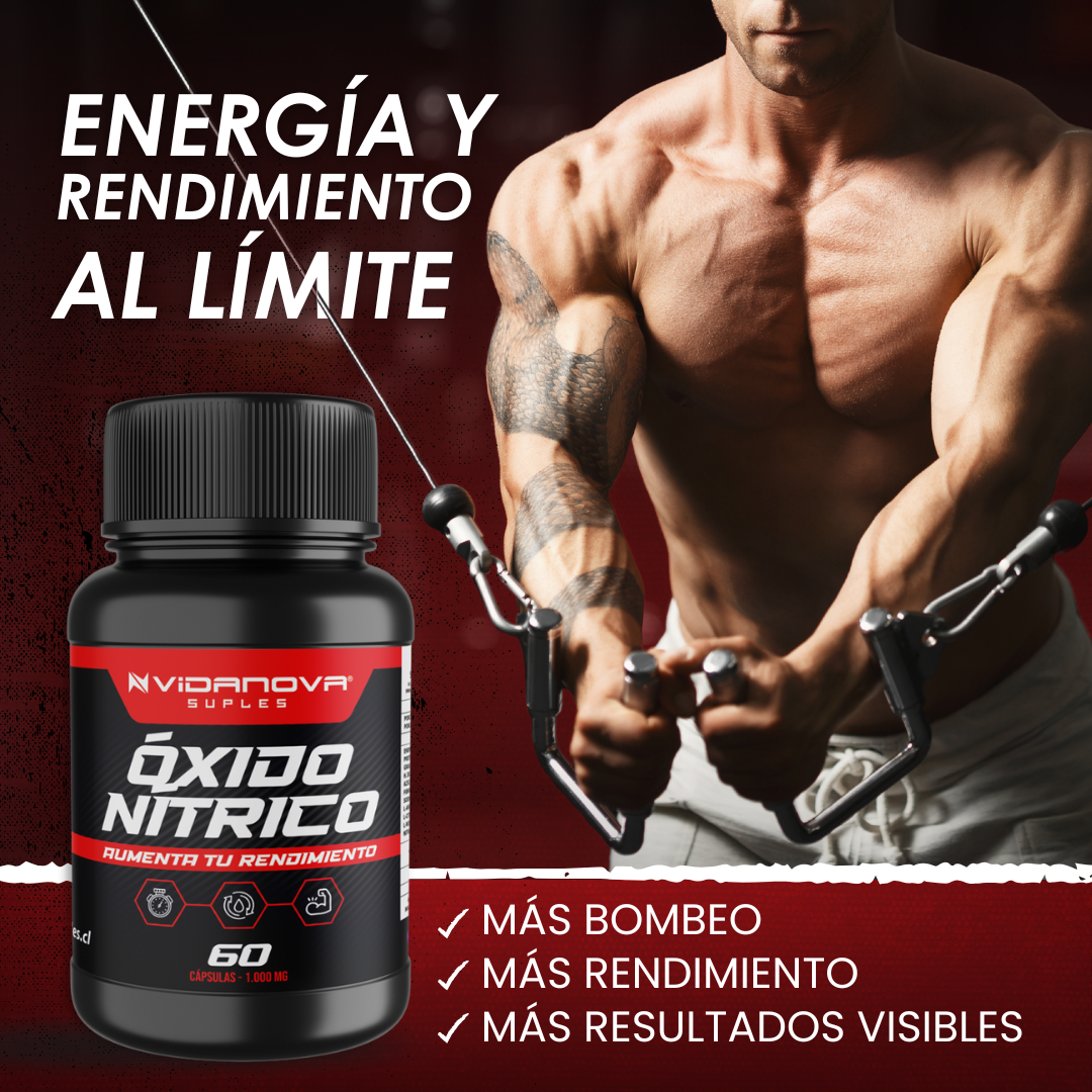 OXIDO NITRICO 1000 MG - Energía Real, Fuerza Explosiva, Resultados Rápidos