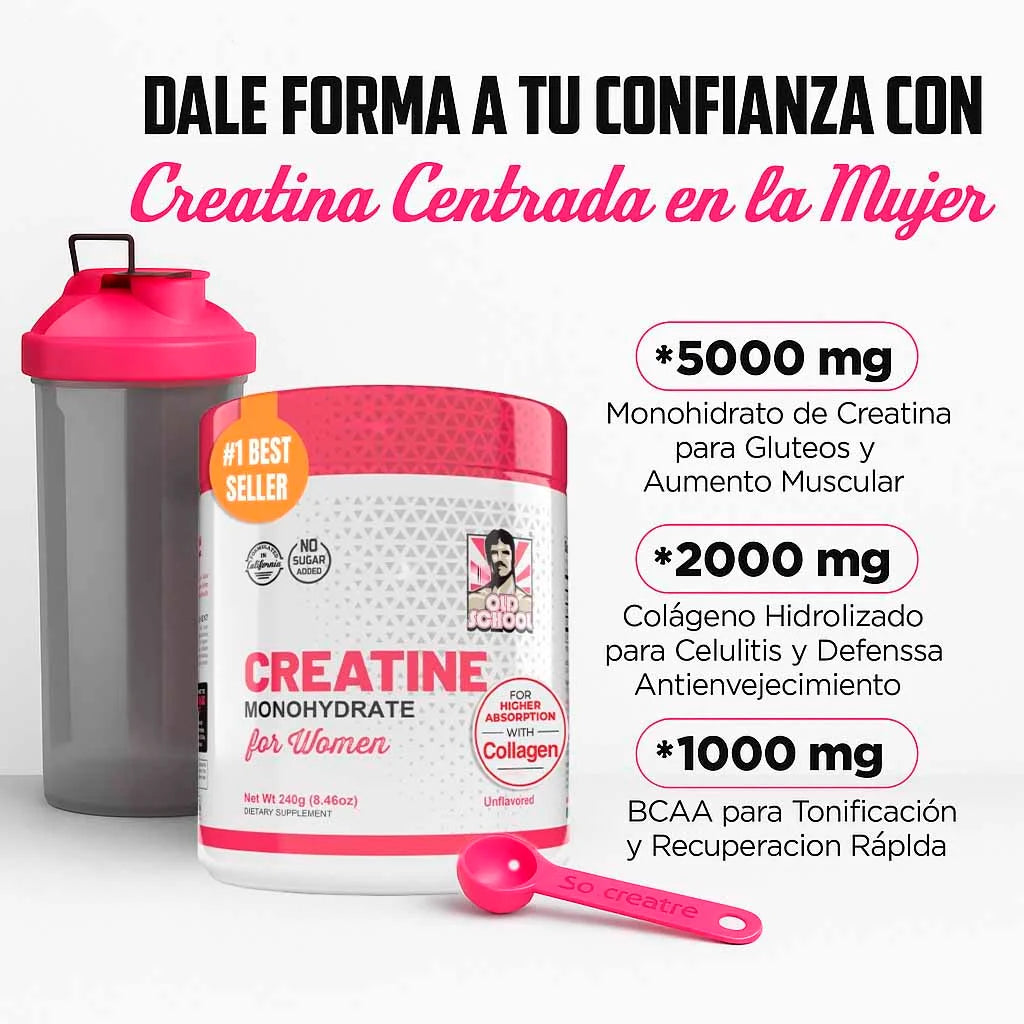 Creatina Mujer 5000mg + BCAA & Colágeno – Rendimiento y Figura