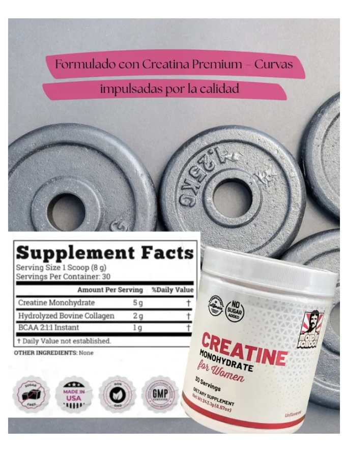 Creatina Mujer 5000mg + BCAA & Colágeno – Rendimiento y Figura