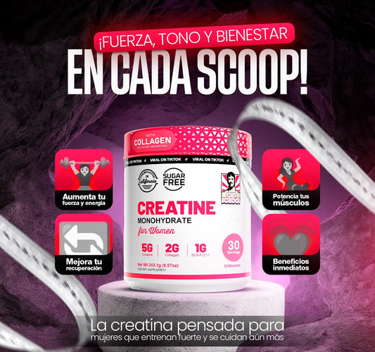 Creatina Mujer 5000mg + BCAA & Colágeno – Rendimiento y Figura